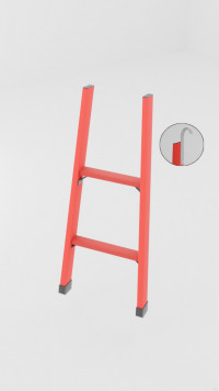 ЛСП-1,0К лестница стеклопластиковая приставная, крюки h=1000мм, ступ.2