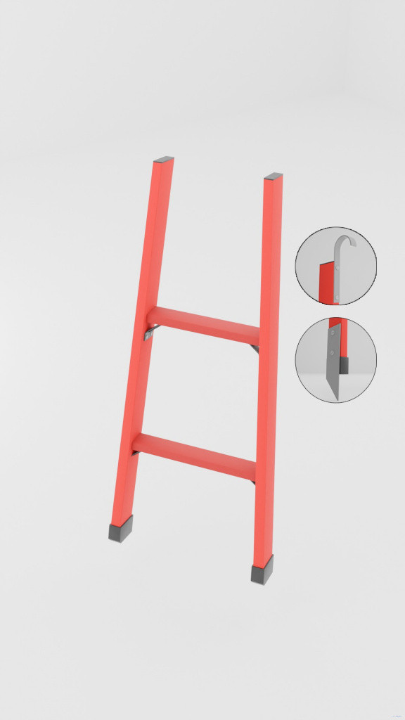 ЛСП-1,0КМ лестница стеклопластиковая приставная, крюки, металлические оконцеватели (Мягкий грунт) h=1000мм, ступ.2 