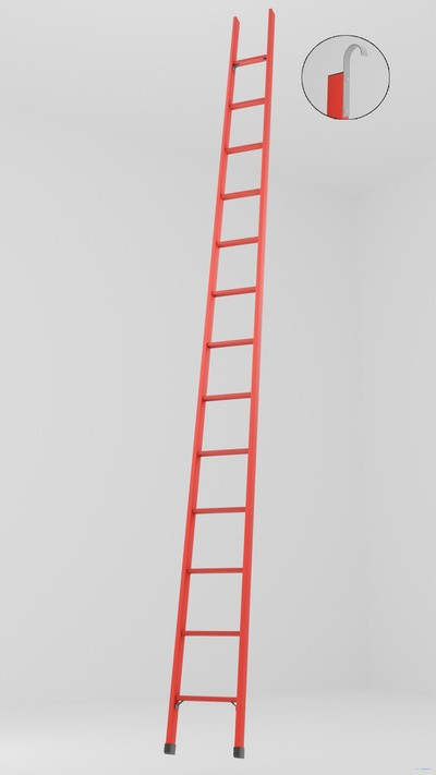 ЛСПД-4,8К односекционная диэлектрическая стеклопластиковая лестница, крюки h=4900мм, ступ.13 