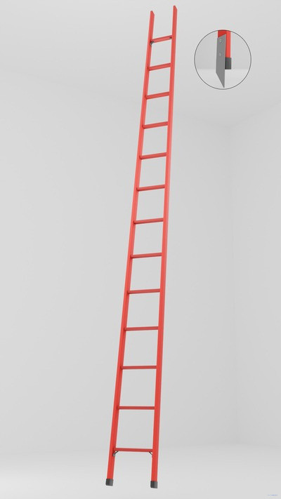 ЛСПД-4,8МГ односекционная диэлектрическая стеклопластиковая лестница, металлические оконцеватели (Мягкий грунт) h=4900мм, ступ.13 