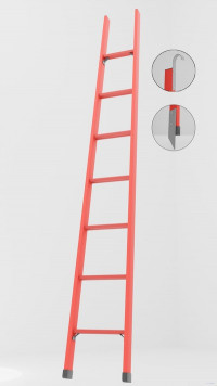 ЛСП-2,7КМ лестница стеклопластиковая приставная, крюки, металлические оконцеватели (Мягкий грунт) h=2700мм, ступ.7