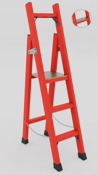 ССД-0,7ТШ с симметричной опорой диэлектрическая стеклопластиковая стремянка, Телеком, широкие ступени, h=1490мм, h рабочей площадки=750мм, ступ.3