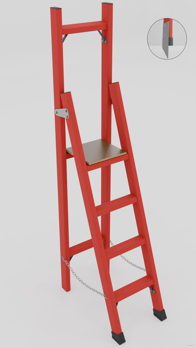 ССВ-2,1М стремянка стеклопластиковая с вертикальной опорой, металлические оконцеватели (Мягкий грунт), h=2230мм, h рабочей площадки=1200мм, ступ.4 