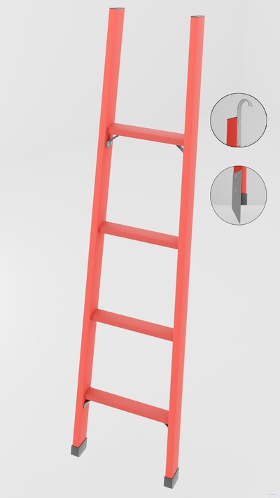 ЛСП-1,3ТКМ лестница стеклопластиковая приставная Телеком, крюки, металлические оконцеватели h=1300мм, ступ.4 