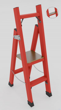 ССД-0,7Ш с симметричной опорой диэлектрическая стеклопластиковая стремянка, широкие ступени, h=1550мм, h рабочей площадки=700мм, ступ.2