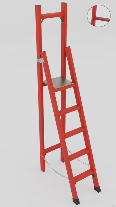 ССВ-2,2АТ стремянка стеклопластиковая с вертикальной опорой, Телеком, абразивное покрытие ступеней, h=2370мм, h рабочей площадки=1300мм, ступ.5 
