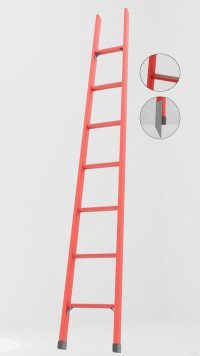 ЛСПД-2,8АМГ односекционная диэлектрическая стеклопластиковая лестница, абразивное покрытие ступеней, металлические оконцеватели (Мягкий грунт) h=2800мм, ступ.7