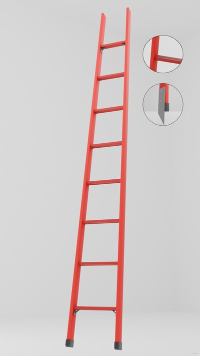 ЛСП-3,0АМ лестница стеклопластиковая приставная, абразивное покрытие ступеней, металлические оконцеватели (Мягкий грунт) h=3000мм, ступ.8 