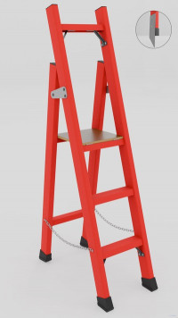 ССД-1,0М с симметричной опорой диэлектрическая стеклопластиковая стремянка, металлические оконцеватели (Мягкий грунт), h=1900мм, h рабочей площадки=1000мм, ступ.3