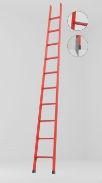ЛСПД-2,8АТМГ односекционная диэлектрическая стеклопластиковая лестница Телеком, абразивное покрытие ступеней, металлические оконцеватели (Мягкий грунт) h=2800мм, ступ.10