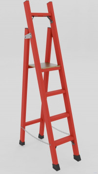 ССД-1,5 с симметричной опорой диэлектрическая стеклопластиковая стремянка, h=2350мм, h рабочей площадки=1280мм, ступ.4