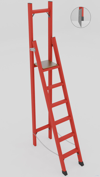 ССВ-2,4ТМ стремянка стеклопластиковая с вертикальной опорой, Телеком, металлические оконцеватели (Мягкий грунт), h=2620мм, h рабочей площадки=1500мм, ступ.6 