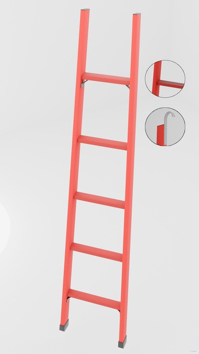 ЛСП-1,5АТК лестница стеклопластиковая приставная Телеком, абразивное покрытие ступеней, крюки h=1500мм, ступ.5 