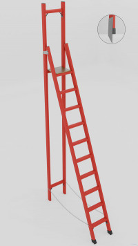 СВД-2,5ТМ с вертикальной опорой диэлектрическая стеклопластиковая стремянка, Телеком, металлические оконцеватели (Мягкий грунт), h=3450мм, h рабочей площадки=2500мм, ступ.10