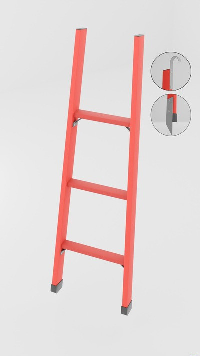 ЛСП-1,5КМ лестница стеклопластиковая приставная, крюки, металлические оконцеватели (Мягкий грунт) h=1500мм, ступ.3 