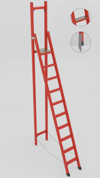 СВД-2,5ТШМ с вертикальной опорой диэлектрическая стеклопластиковая стремянка, Телеком, широкие ступени, металлические оконцеватели (Мягкий грунт), h=3450мм, h рабочей площадки=2500мм, ступ.10