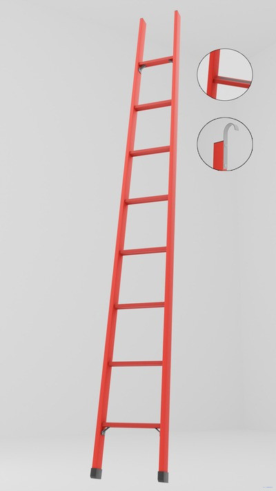 ЛСПД-3,0АК односекционная диэлектрическая стеклопластиковая лестница, абразивное покрытие ступеней, крюки h=3150мм, ступ.8 