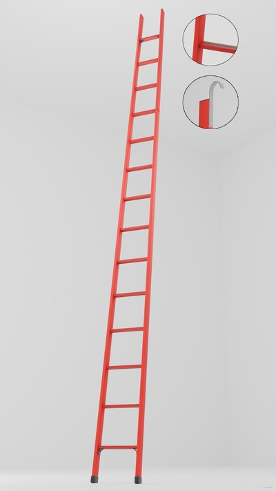 ЛСП-5,1АК лестница стеклопластиковая приставная, абразивное покрытие ступеней, крюки h=5100мм, ступ.14 