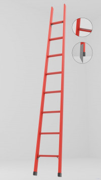 ЛСПД-3,0АМГ односекционная диэлектрическая стеклопластиковая лестница, абразивное покрытие ступеней, металлические оконцеватели (Мягкий грунт) h=3150мм, ступ.8
