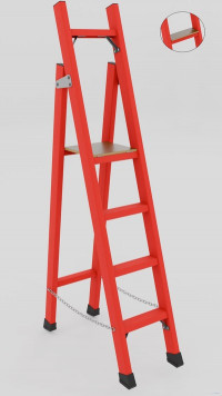 ССД-1,5Ш с симметричной опорой диэлектрическая стеклопластиковая стремянка, широкие ступени, h=2350мм, h рабочей площадки=1280мм, ступ.4