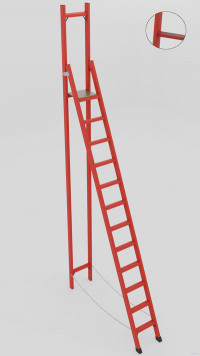СВД-3,0АТ с вертикальной опорой диэлектрическая стеклопластиковая стремянка, Телеком, абразивное покрытие ступеней, h=3950мм, h рабочей площадки=3000мм, ступ.12