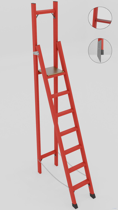 ССВ-2,8АТМ стремянка стеклопластиковая с вертикальной опорой, Телеком, абразивное покрытие ступеней, металлические оконцеватели (Мягкий грунт), h=2870мм, h рабочей площадки=1700мм, ступ.7 