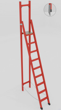 СВД-3,0М с вертикальной опорой диэлектрическая стеклопластиковая стремянка, металлические оконцеватели (Мягкий грунт), h=4050мм, h рабочей площадки=3000мм, ступ.9