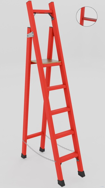 ССД-1,8А с симметричной опорой диэлектрическая стеклопластиковая стремянка, абразивное покрытие ступеней, h=2600мм, h рабочей площадки=1660мм, ступ.5 