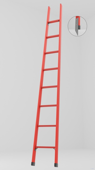 ЛСПД-3,0МГ односекционная диэлектрическая стеклопластиковая лестница, металлические оконцеватели (Мягкий грунт) h=3150мм, ступ.8 