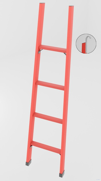 ЛСП-1,7К лестница стеклопластиковая приставная, крюки h=1700мм, ступ.4 
