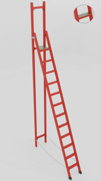 СВД-3,0ТШ с вертикальной опорой диэлектрическая стеклопластиковая стремянка, Телеком, широкие ступени, h=3950мм, h рабочей площадки=3000мм, ступ.12