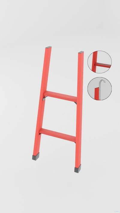 ЛСПД-1,0АК односекционная диэлектрическая стеклопластиковая лестница, абразивное покрытие ступеней, крюки h=1000мм, ступ.2 