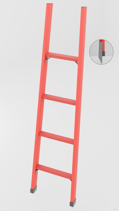 ЛСП-1,7М лестница стеклопластиковая приставная, металлические оконцеватели (Мягкий грунт) h=1700мм, ступ.4 