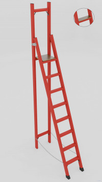 ССВ-2,9ТШ стремянка стеклопластиковая с вертикальной опорой, Телеком, широкие ступени, h=3120мм, h рабочей площадки=1900мм, ступ.8