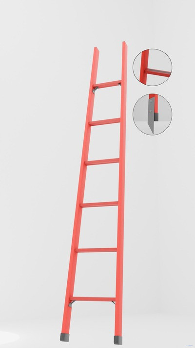 ЛСП-1,8АТМ лестница стеклопластиковая приставная Телеком, абразивное покрытие ступеней, металлические оконцеватели (Мягкий грунт) h=1800мм, ступ.6 