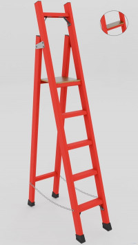 ССД-1,8Ш с симметричной опорой диэлектрическая стеклопластиковая стремянка, широкие ступени, h=2600мм, h рабочей площадки=1660мм, ступ.5
