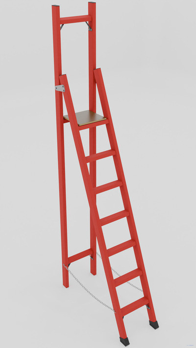 ССВ-3,0 стремянка стеклопластиковая с вертикальной опорой, h=3250мм, h рабочей площадки=2200мм, ступ.7 