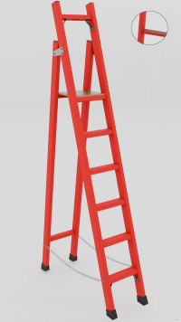 ССД-2,0А с симметричной опорой диэлектрическая стеклопластиковая стремянка, абразивное покрытие ступеней, h=2850мм, h рабочей площадки=2000мм, ступ.6
