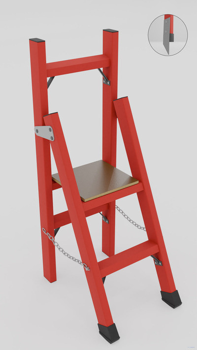 СВД-0,7М с вертикальной опорой диэлектрическая стеклопластиковая стремянка, металлические оконцеватели (Мягкий грунт), h=1650мм, h рабочей площадки=700мм, ступ.2 