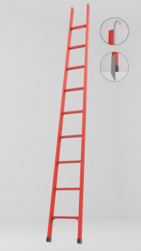 ЛСПД-3,5МГК односекционная диэлектрическая стеклопластиковая лестница, крюки, металлические оконцеватели (Мягкий грунт) h=3500мм, ступ.9