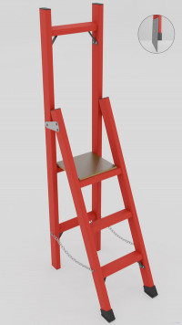 СВД-0,7ТМ с вертикальной опорой диэлектрическая стеклопластиковая стремянка, Телеком, металлические оконцеватели (Мягкий грунт), h=1650мм, h рабочей площадки=700мм, ступ.3