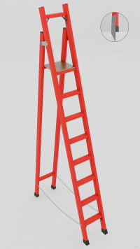 ССД-2,0ТМ с симметричной опорой диэлектрическая стеклопластиковая стремянка, Телеком, металлические оконцеватели (Мягкий грунт), h=2850мм, h рабочей площадки=2000мм, ступ.8