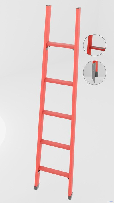 ЛСП-2,0АМ лестница стеклопластиковая приставная, абразивное покрытие ступеней, металлические оконцеватели (Мягкий грунт) h=2000мм, ступ.5 