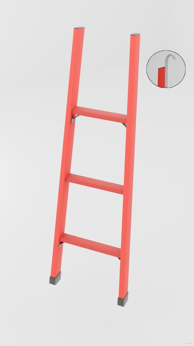 ЛСПД-1,5К односекционная диэлектрическая стеклопластиковая лестница, крюки h=1400мм, ступ.3 