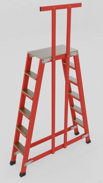 ССП-1,5-ПШ стеклопластиковая с симметричными опорами подмость h=1500мм, поручень, 5х2 широких ступеней,  разборная, площадка 600х500мм 