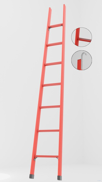 ЛСП-2,0АТК лестница стеклопластиковая приставная Телеком, абразивное покрытие ступеней, крюки h=2000мм, ступ.7 