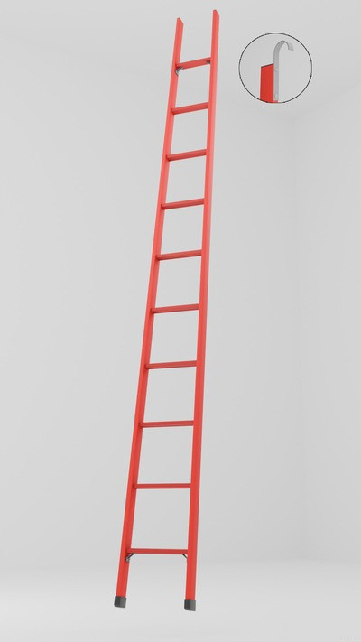 ЛСП-3,7К лестница стеклопластиковая приставная, крюки h=3700мм, ступ.10 