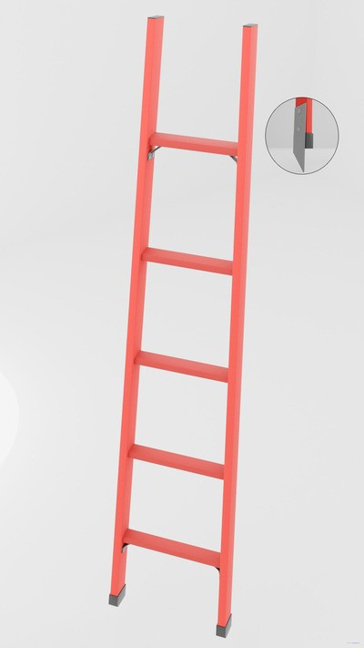 ЛСПД-1,5ТМГ односекционная диэлектрическая стеклопластиковая лестница Телеком, металлические оконцеватели h=1400мм, ступ.5 