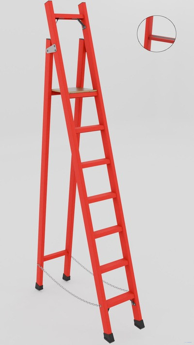 ССД-2,3А с симметричной опорой диэлектрическая стеклопластиковая стремянка, абразивное покрытие ступеней, h=2300мм, h рабочей площадки=2300мм, ступ.7 