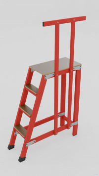 СВП-1,0-ПШ стеклопластиковая с вертикальными опорами подмость h=1000мм, поручень, 3 широкие ступени, разборная, площадка 800х600мм